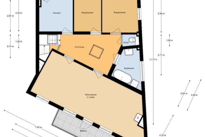 Plattegrond – Berg en Dalseweg 214, Nijmegen