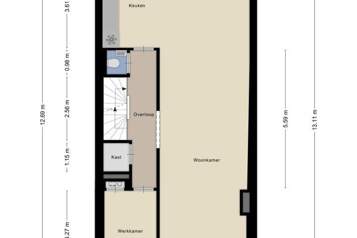 Plattegrond – Bergselaan 161 B, Rotterdam
