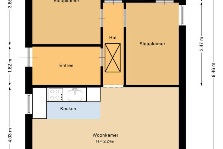 Plattegrond – Bergweg 76 R 479, Baars