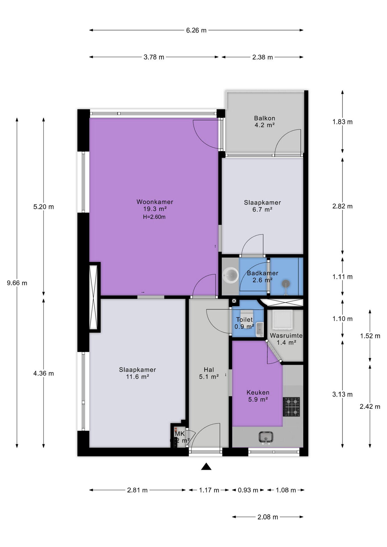 Plattegrond 1 - Berkelstraat 69, Groningen