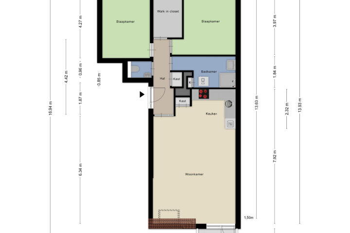 Plattegrond – Bijleveldsingel 20 D G, Nijmegen