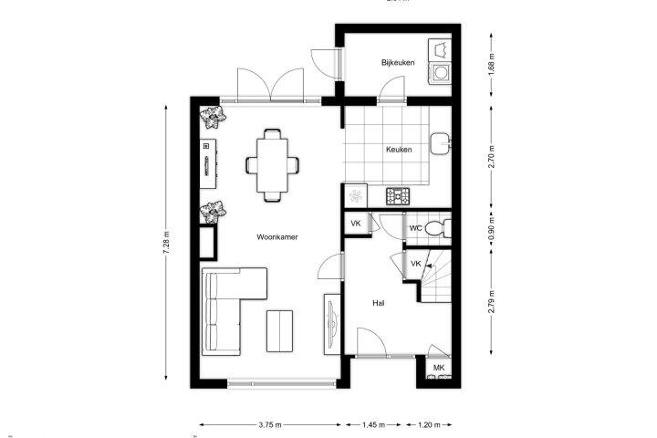 Plattegrond – Bloemkamp 1, Drachten
