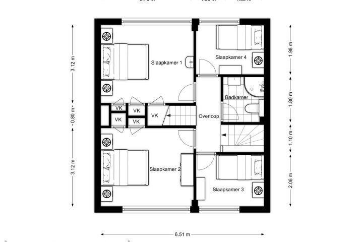 Plattegrond – Bloemkamp 1, Drachten