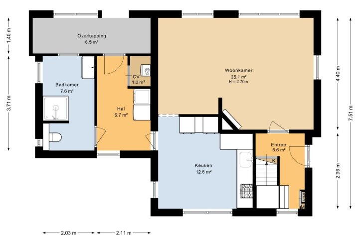 Plattegrond – Bloemstraat 12, Roden