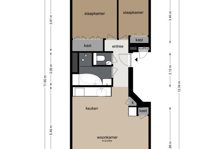 Plattegrond – Boomstraat 53 B, Amsterdam