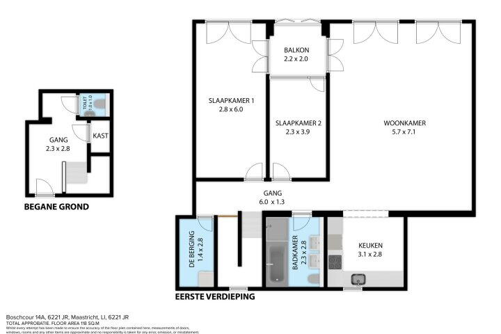 Plattegrond – Boschcour 14 A, Maastricht