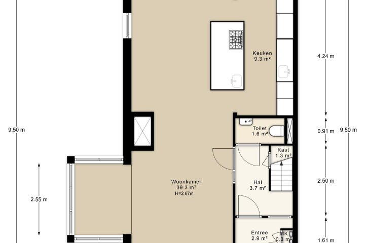 Plattegrond – Bos en Vaartlaan 26, Amstelveen
