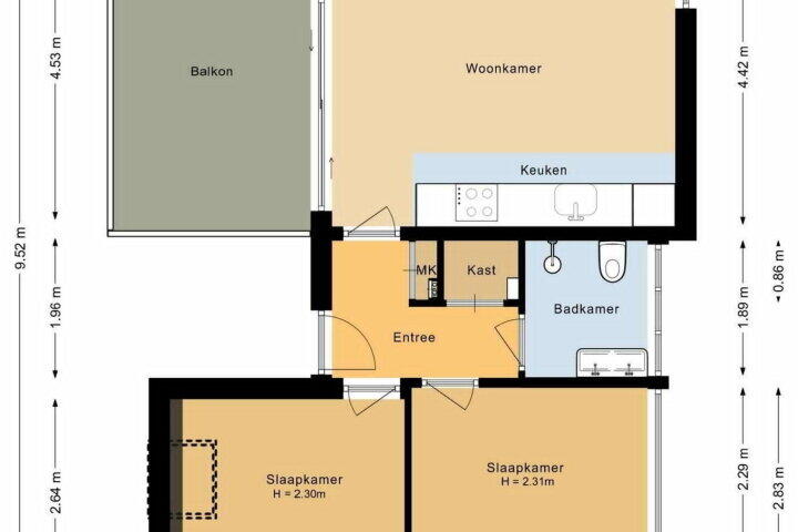Plattegrond – Botenmakersstraat 68, Zaandam