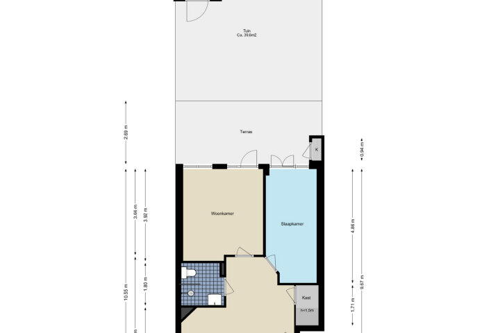 Plattegrond – Boterdiepstraat 28 H, Amsterdam