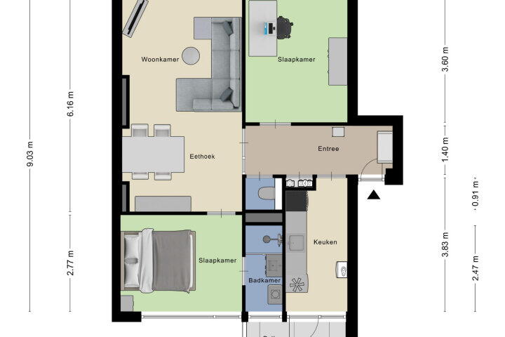 Plattegrond – Breitnerlaan 26 C, Roosendaal