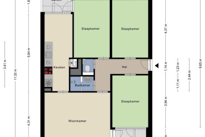 Plattegrond – Brentanostraat 164, Amsterdam