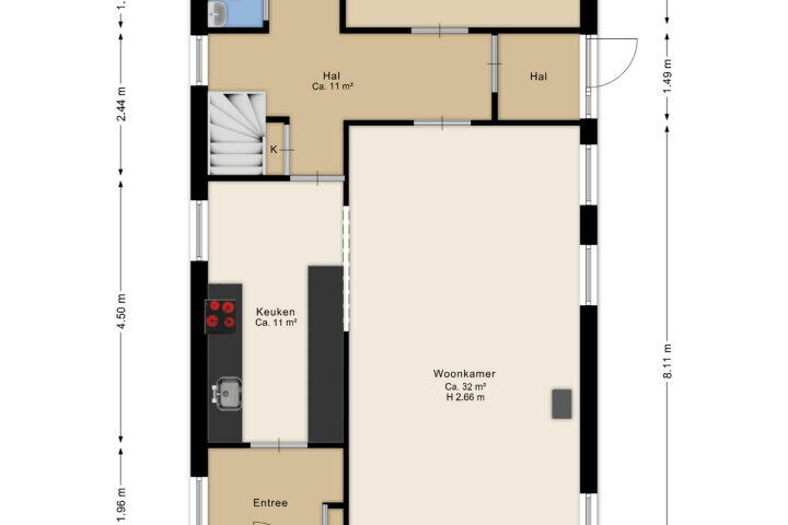 Plattegrond – Brunstingerstraat 54, Beilen