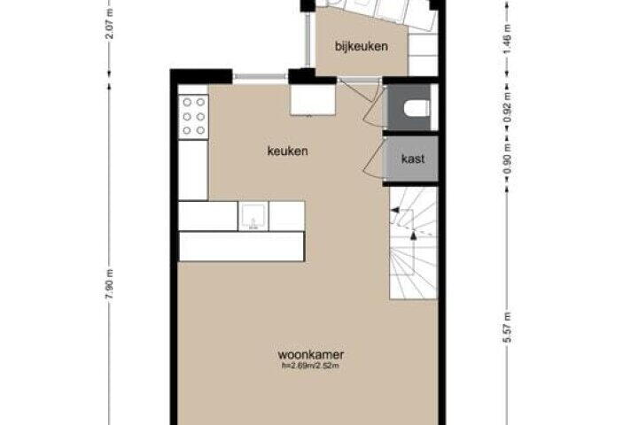 Plattegrond – Buiten Brouwersstraat 18 H, Amsterdam