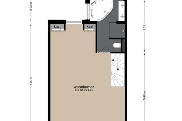 Plattegrond – Buiten Brouwersstraat 18 H, Amsterdam