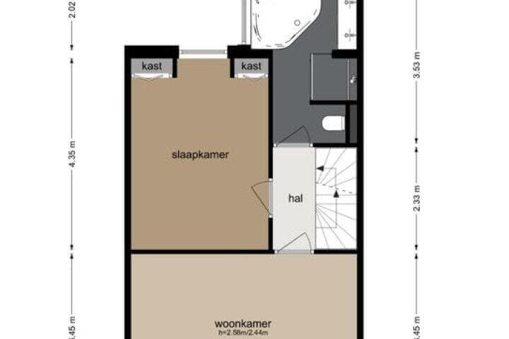 Plattegrond – Buiten Brouwersstraat 18 H, Amsterdam