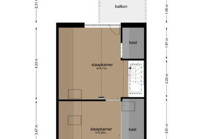 Plattegrond – Buiten Brouwersstraat 18 H, Amsterdam