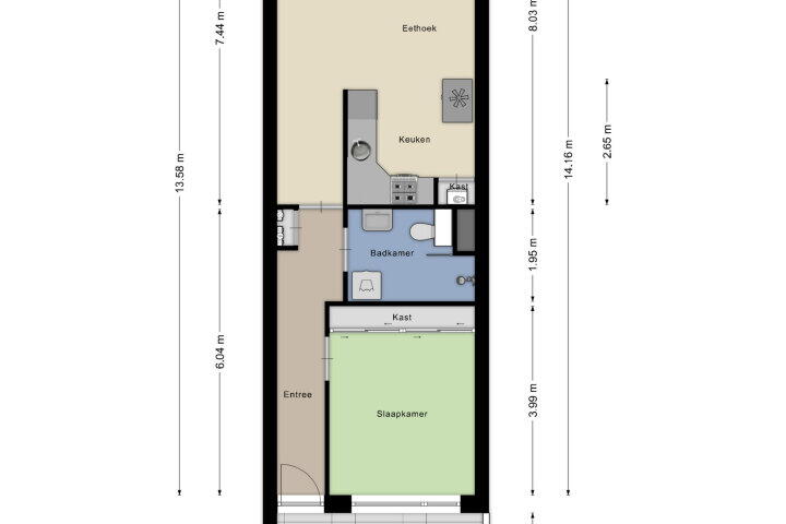 Plattegrond – Burchtstraat 7 K, Wijchen