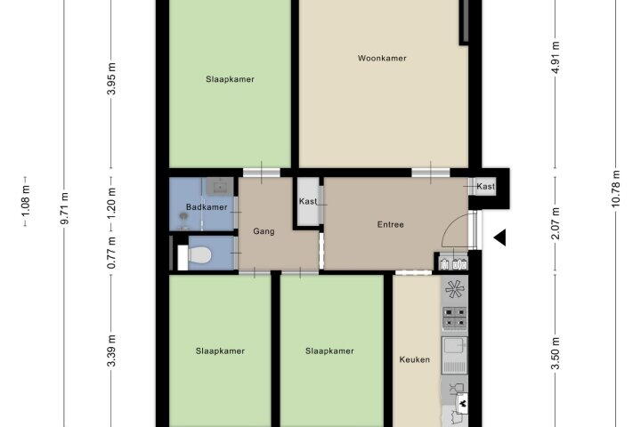 Plattegrond – Burgemeester Bloemersweg 42 3, Arnhem