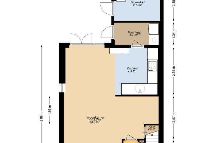 Plattegrond – Burgemeester Borgerstraat 33, Roden