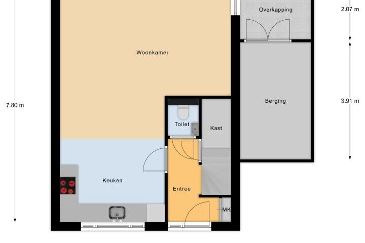 Plattegrond – Burgemeester de Regtstraat 18, Rucphen