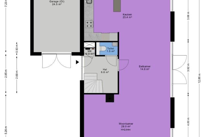 Plattegrond – Burgemeester Gratamastraat 8, Assen