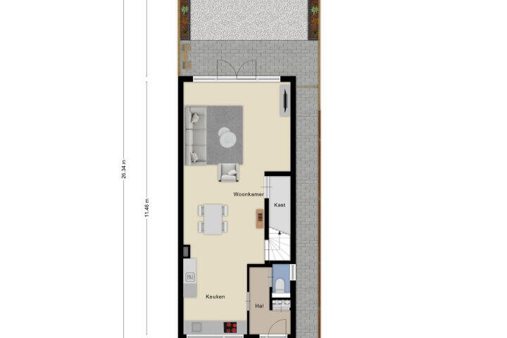 Plattegrond – Dahliastraat 36 A, Roosendaal