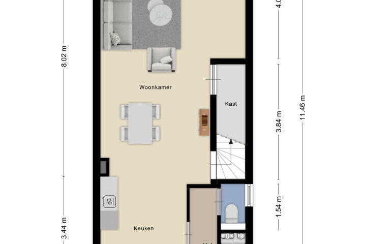 Plattegrond – Dahliastraat 36 A, Roosendaal
