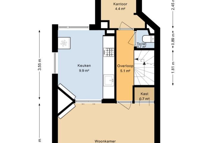 Plattegrond – Damsterdiep 57 B, Groningen