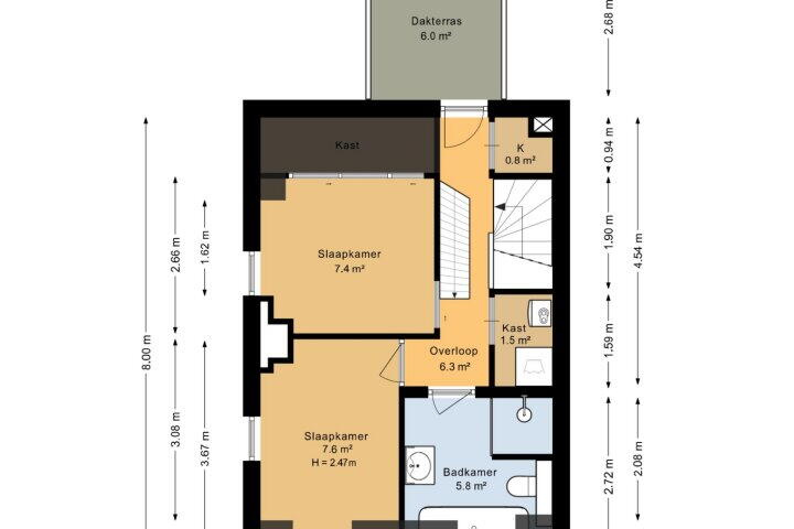 Plattegrond – Damsterdiep 57 B, Groningen