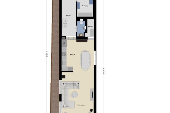 Plattegrond – Damstraat 25, Roosendaal