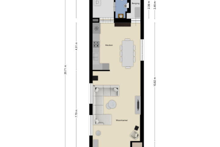 Plattegrond – Damstraat 25, Roosendaal