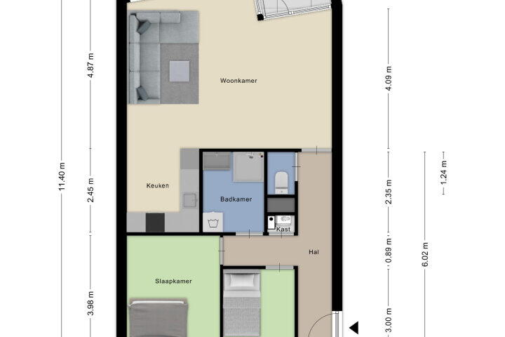 Plattegrond – Damstraat 64 C, Roosendaal