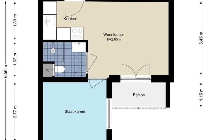 Plattegrond – Daniël Stalpertstraat 75 B, Amsterdam