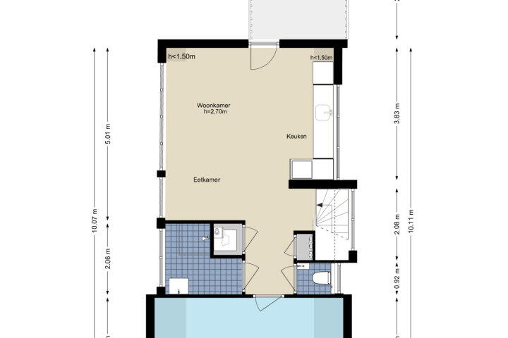 Plattegrond – Daniël Stalpertstraat 75 H, Amsterdam