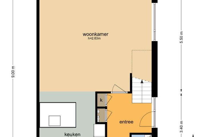 Plattegrond – De Boomgaard 46, Assen