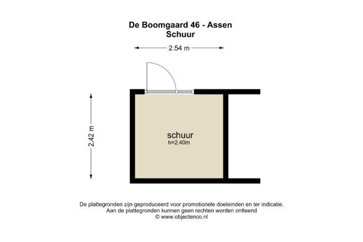 Plattegrond – De Boomgaard 46, Assen