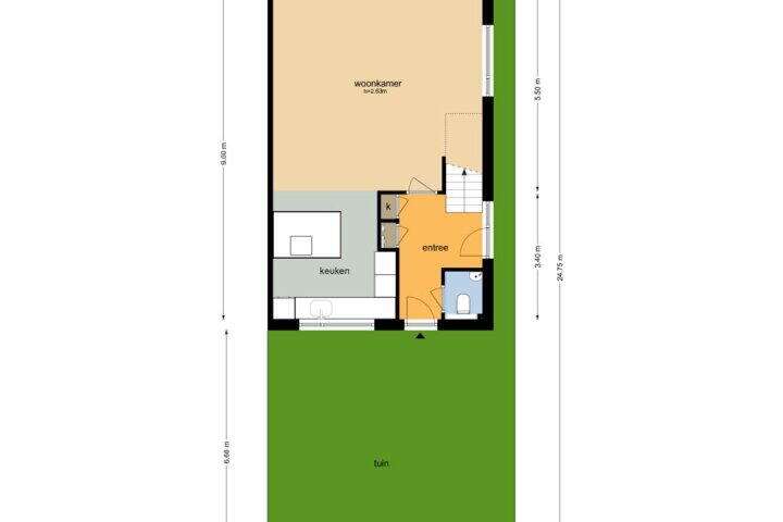 Plattegrond – De Boomgaard 46, Assen