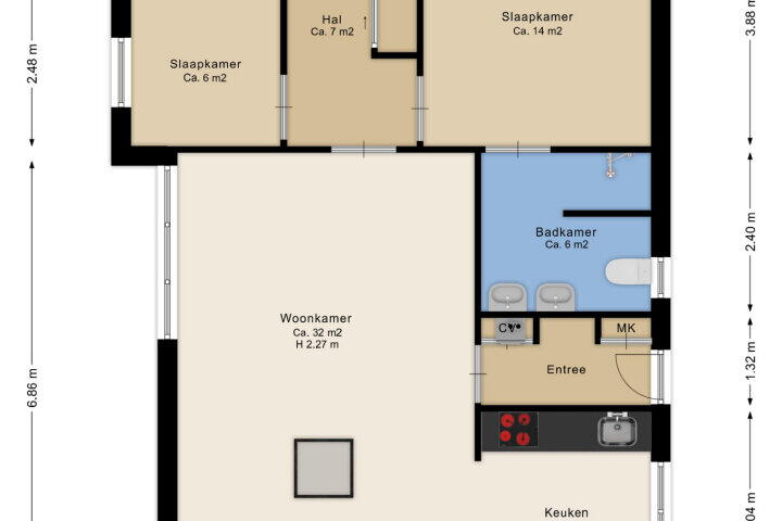 Plattegrond – De Breistroeken 77, Nieuw-balinge