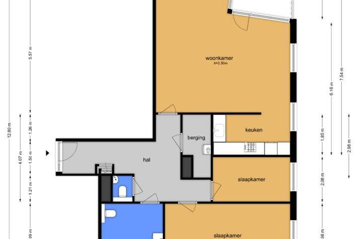 Plattegrond – De Brink 316, Zutphen