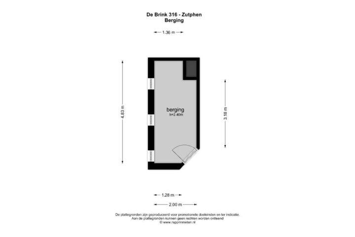 Plattegrond – De Brink 316, Zutphen