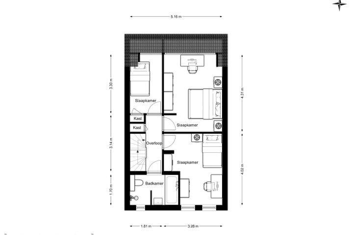 Plattegrond – De Friso 13, Drachten