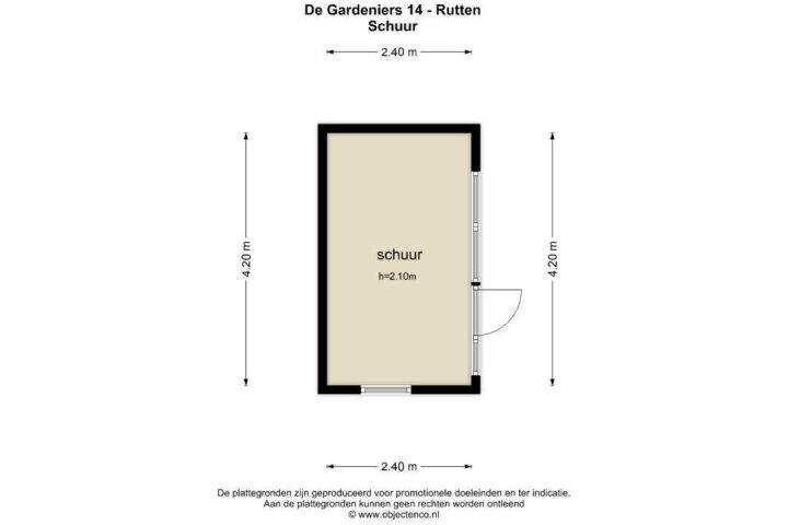 Plattegrond – De Gardeniers 14, Rutten