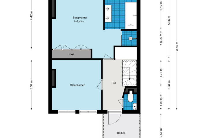 Plattegrond – De Genestetstraat 17 2, Amsterdam