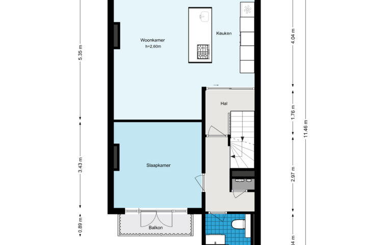 Plattegrond – De Genestetstraat 17 2, Amsterdam