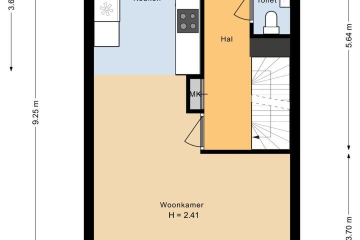 Plattegrond – De Heemstraat 32 A, 's-gravenhage