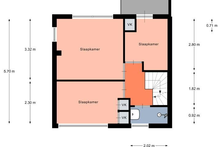Plattegrond – De Helling 56, Leek
