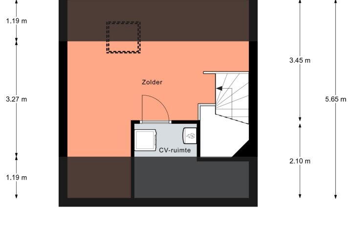 Plattegrond – De Hooizolder 16, Tolbert
