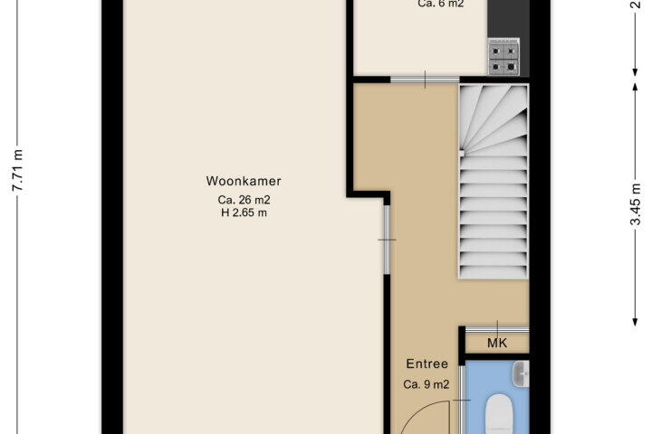 Plattegrond – De Hultinge 7, Beilen