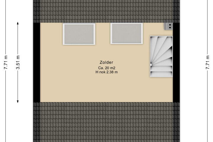 Plattegrond – De Hultinge 7, Beilen