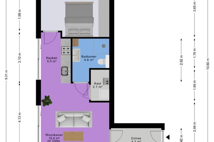 Plattegrond – De Kaai 105, Groningen